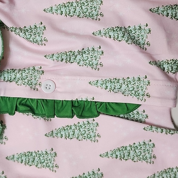 🎄Sugar Bee Ruffle Pink Christmas Tree Holiday One Piece 3mo - Picture 7 of 8